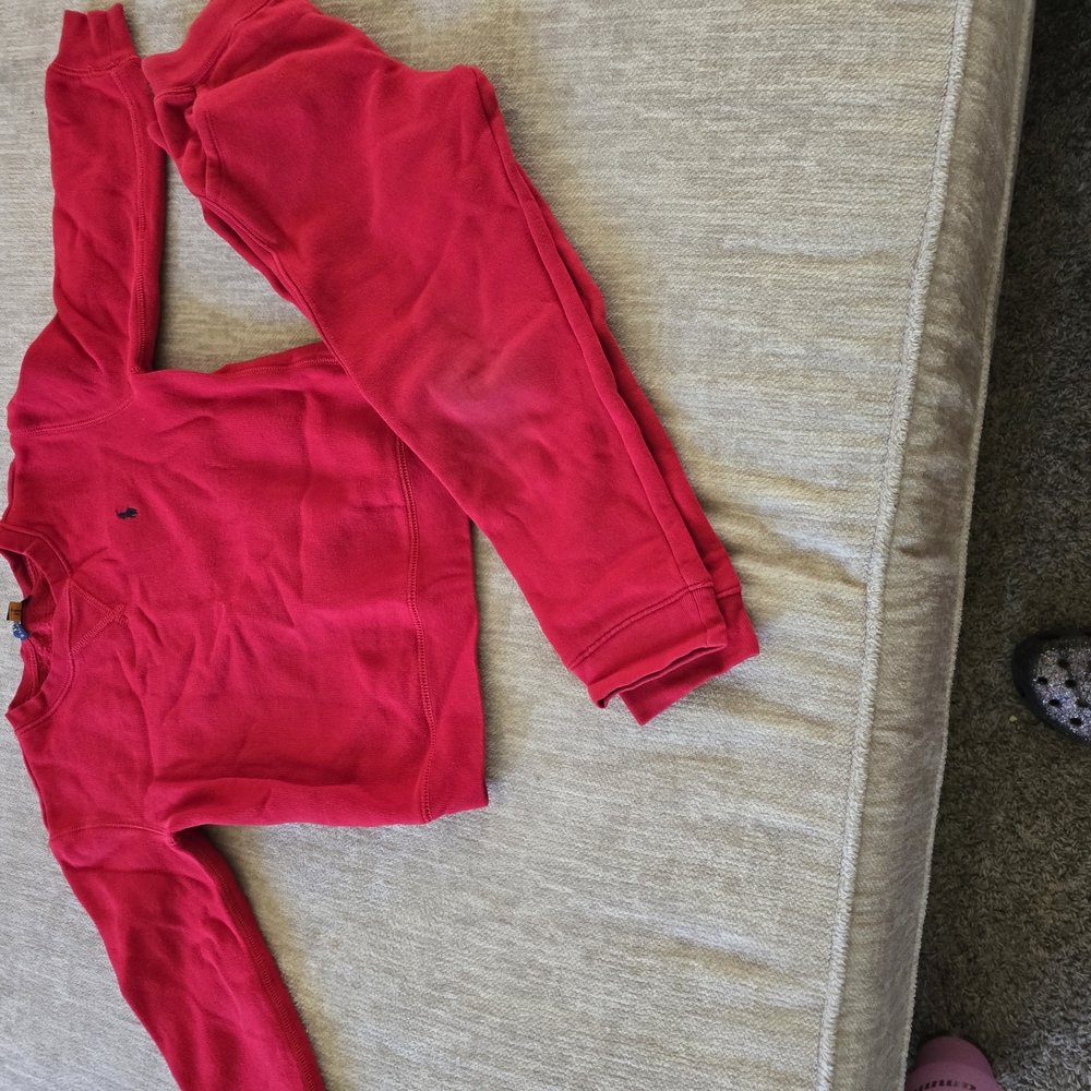 Red Long Sleeve Top and Pants Set